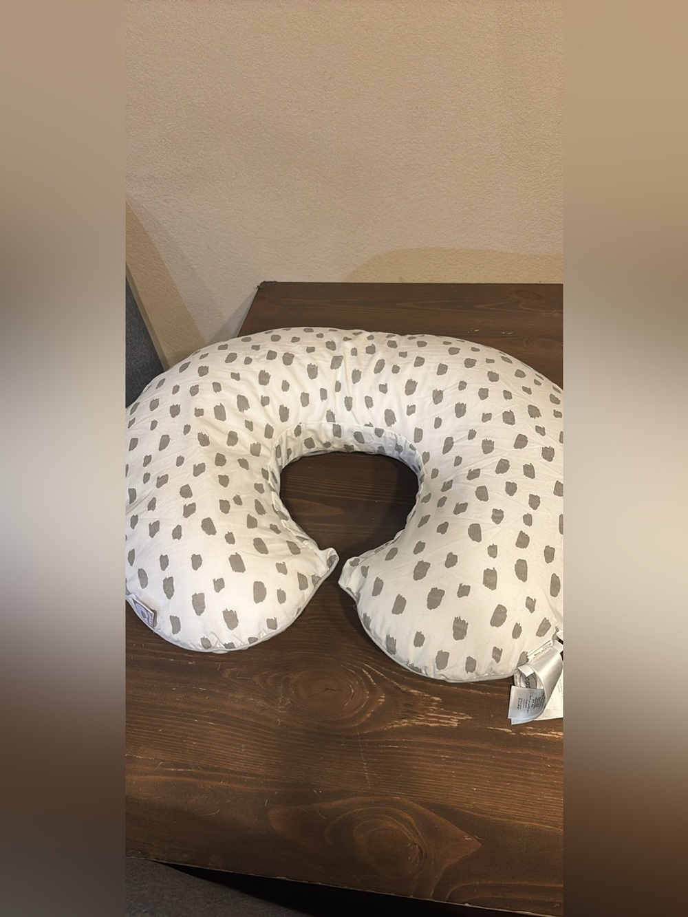 Pottery barn boppy /Support Pillow in White with Gray Dot Pattern